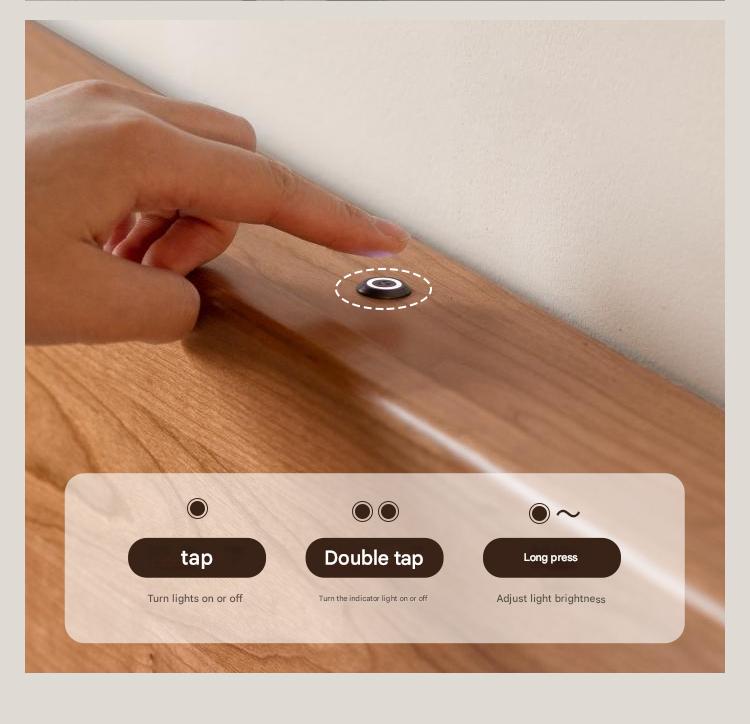 Cherry Solid Wood Modern Multifunctional Night Light Double Bed