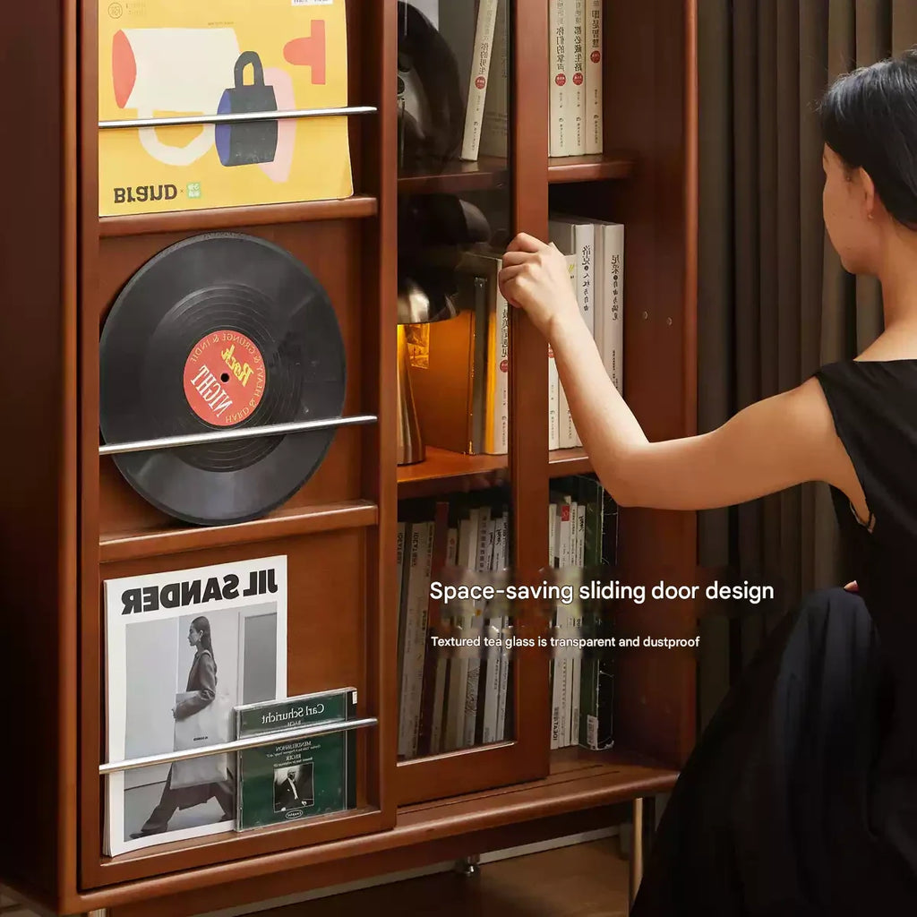 Poplar Solid Wood Ancient Style Sliding Door Side Cabinet