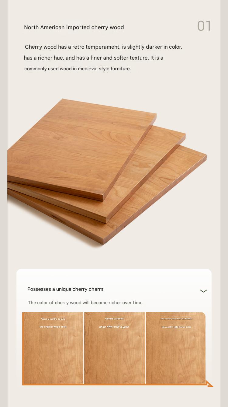 Cherry Solid Wood Modern Multifunctional Night Light Double Bed