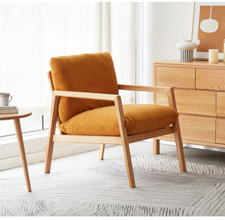 Oak Solid Wood Modern Leisure Lounge Chair