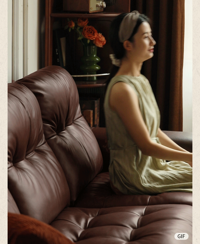 Leather French Retro Sofa