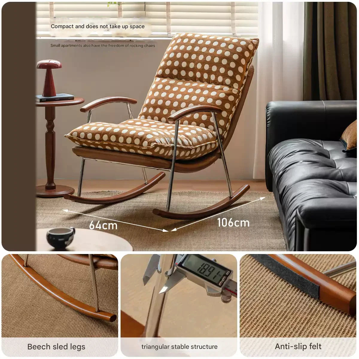 Fabric medieval style rocking chair