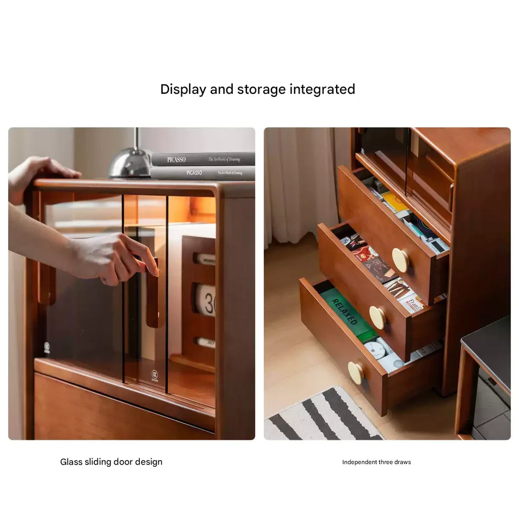 Poplar Solid Wood Antique Style Floor Side Cabinet