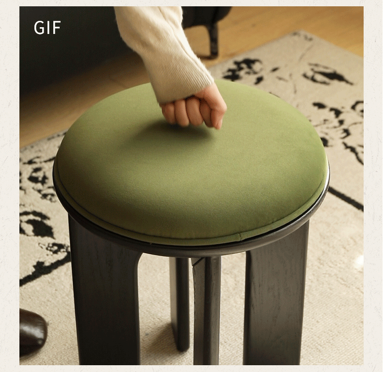 Oak, Beech Solid Wood, Solid RubberWood French Retro Round Stool