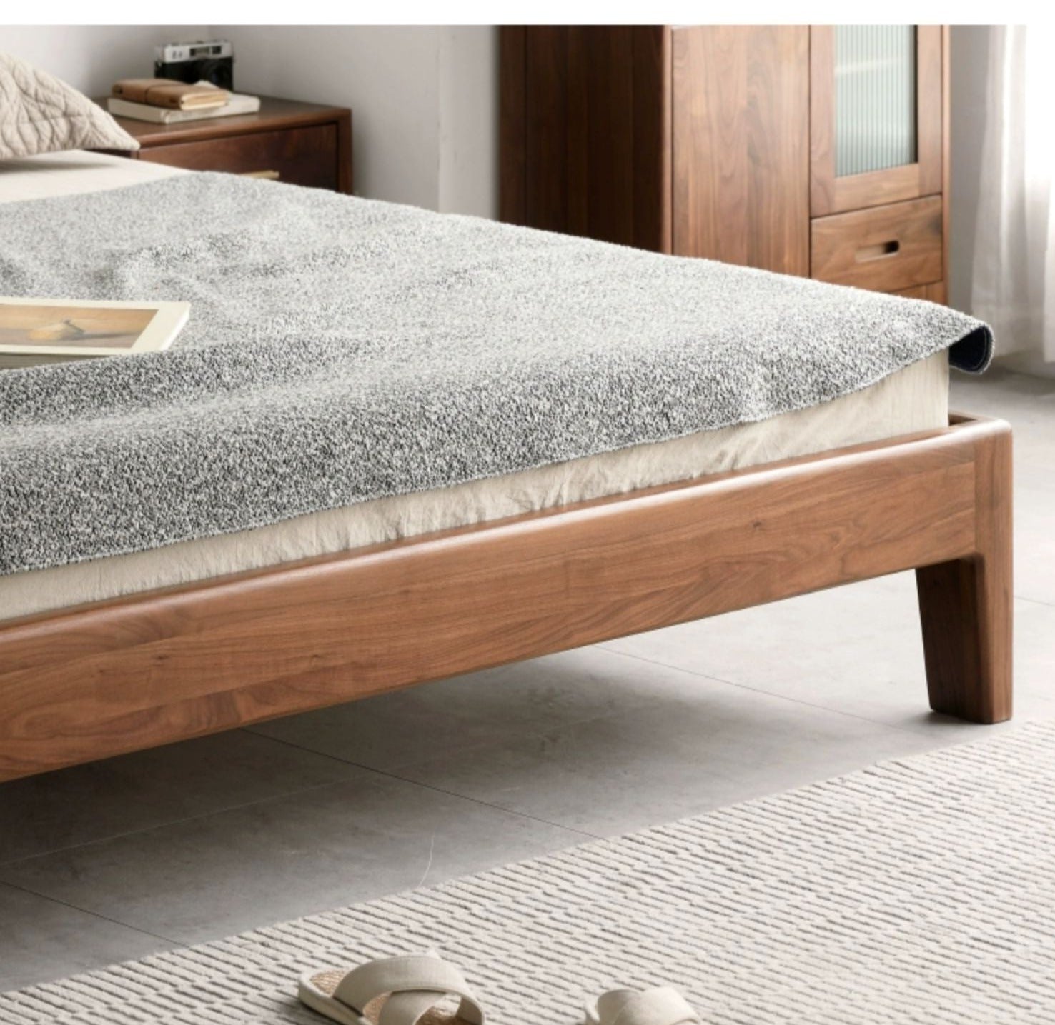 Black Walnut Solid wood bed Nordic modern