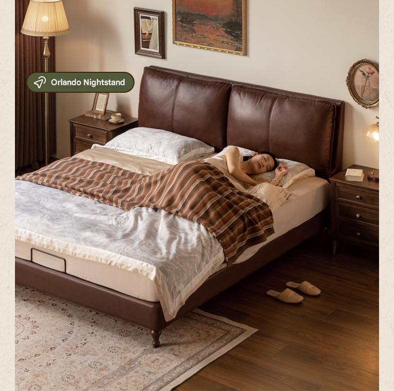 Leather Art Light Luxury Leather Bed