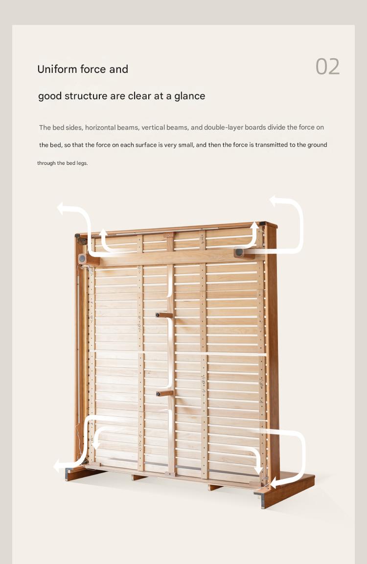 Cherry Solid Wood Modern Multifunctional Night Light Double Bed