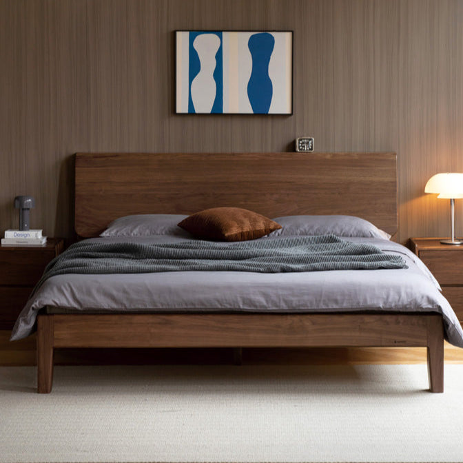 Black Walnut Solid wood bed Nordic modern