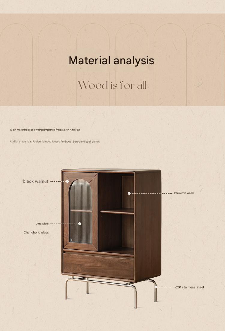 Black Walnut Solid Wood French Retro Side Cabinet