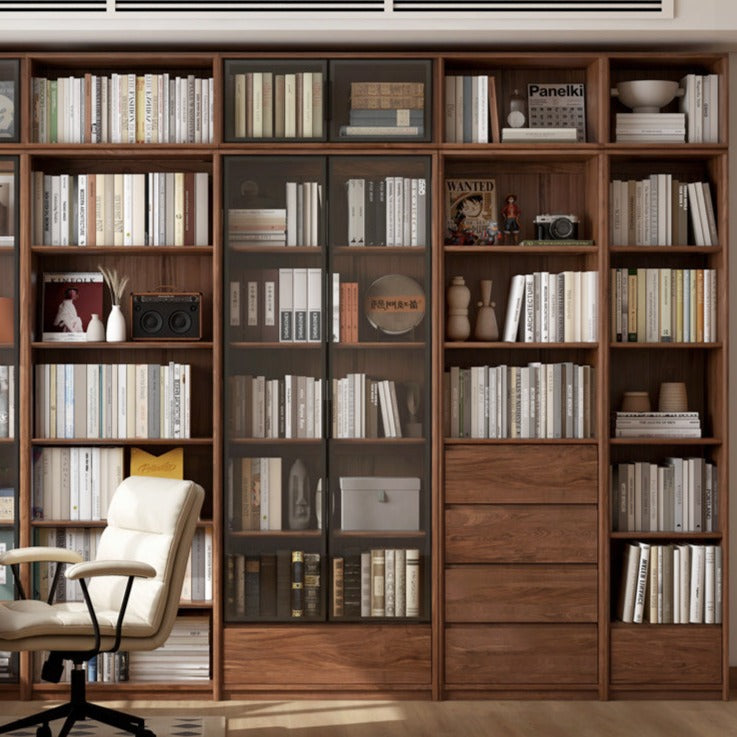 Black Walnut, Golden Sandalwood Solid Wood Bookshelf