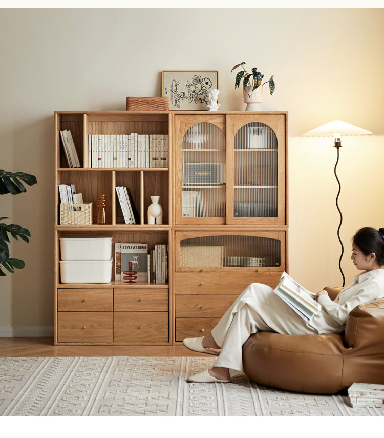 Oak Solid Wood Modern Free Combination Bookshelf