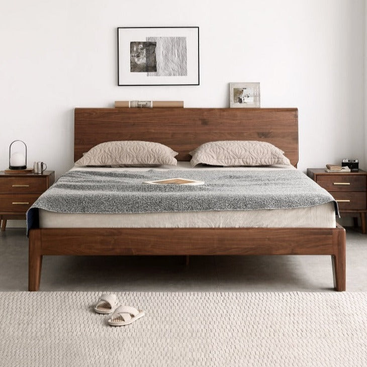 Black Walnut Solid wood bed Nordic modern