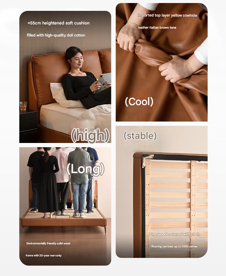 Leather Light Luxury Soft Leaning Bed