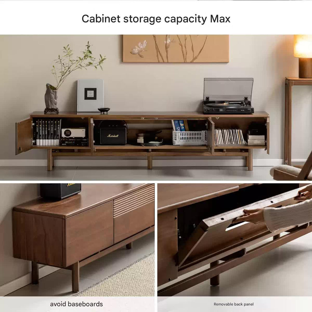 Black Walnut, Oak Solid Wood Floor TV Cabinet.