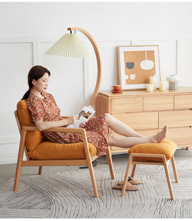 Oak Solid Wood Modern Leisure Lounge Chair