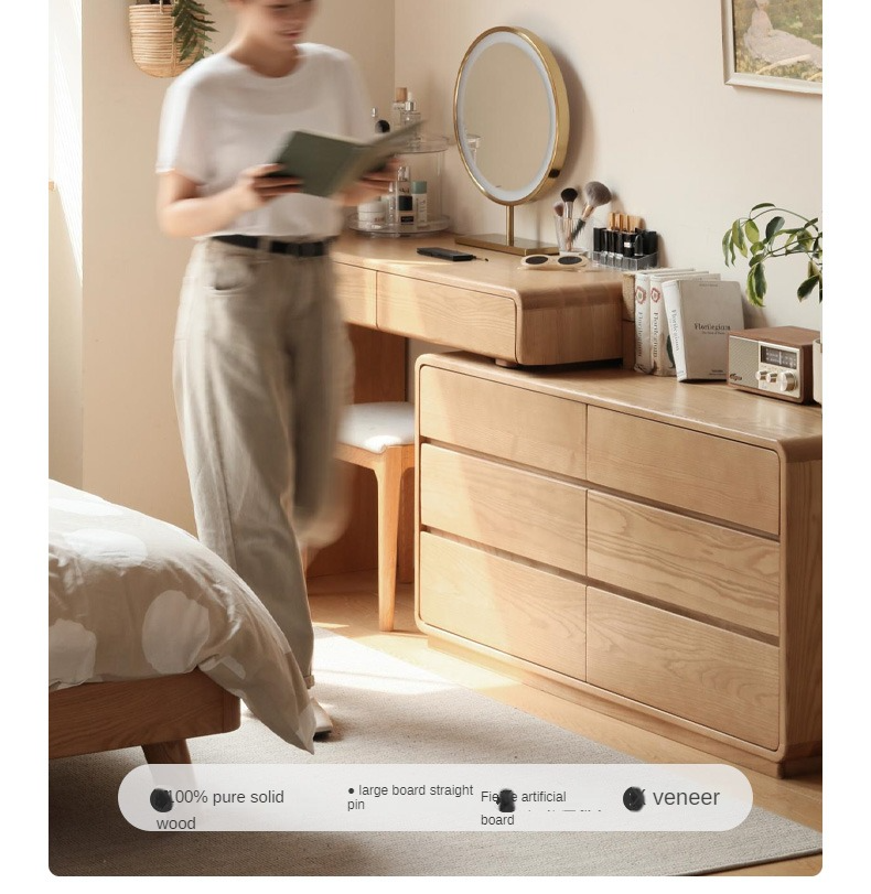 Ash Solid Wood Telescopic Dressing Table-USA