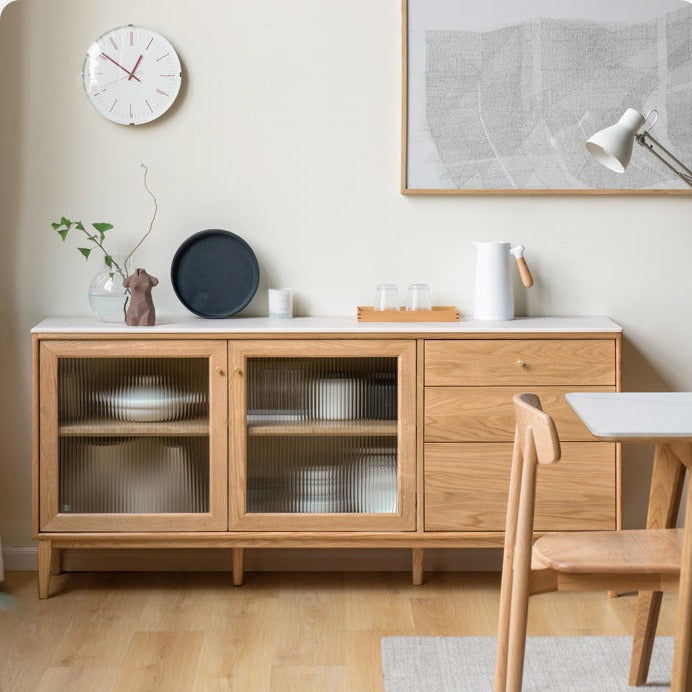 Oak Solid Wood Rock Board Modern Sideboard