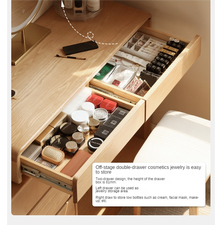 Ash Solid Wood Telescopic Dressing Table-USA