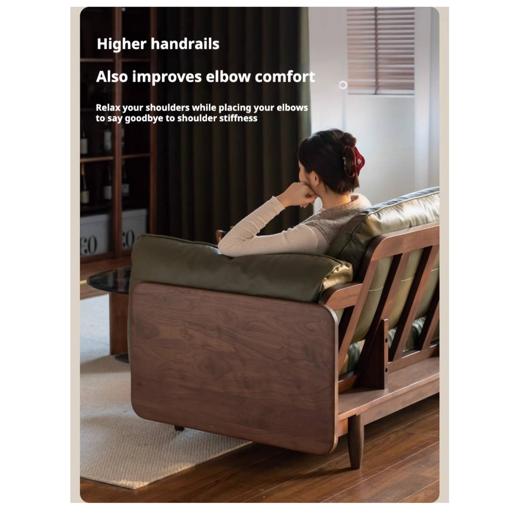 Black Walnut Solid Wood,Solid Sandalwood genuine leather, fabric Sofa