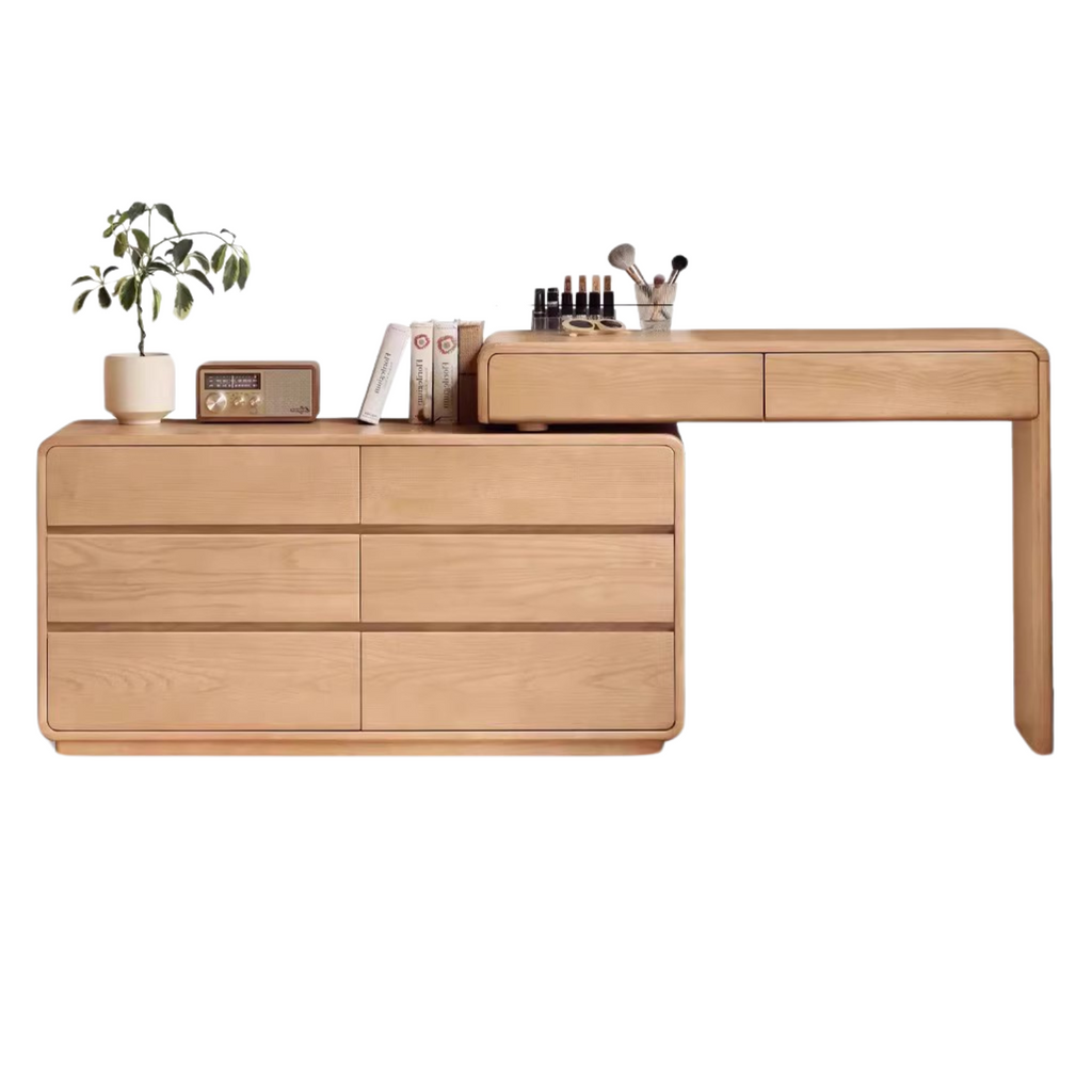 Ash Solid Wood Telescopic Dressing Table-USA