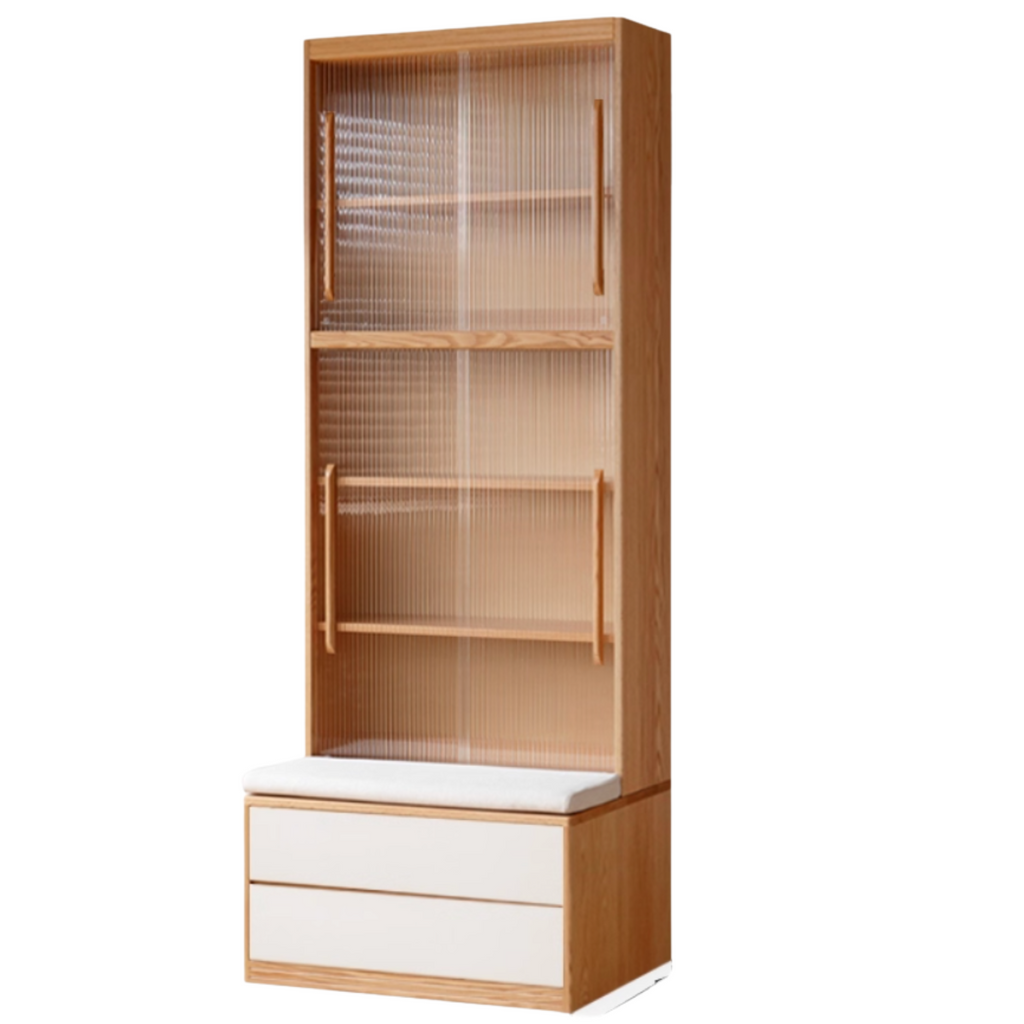 Oak Solid Wood Cream Style Study  Bookcase