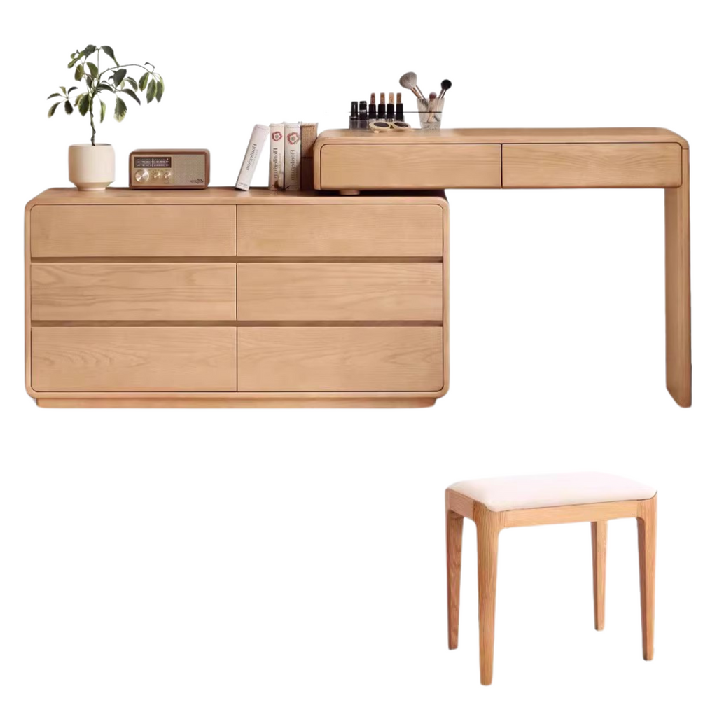 Ash Solid Wood Telescopic Dressing Table-USA
