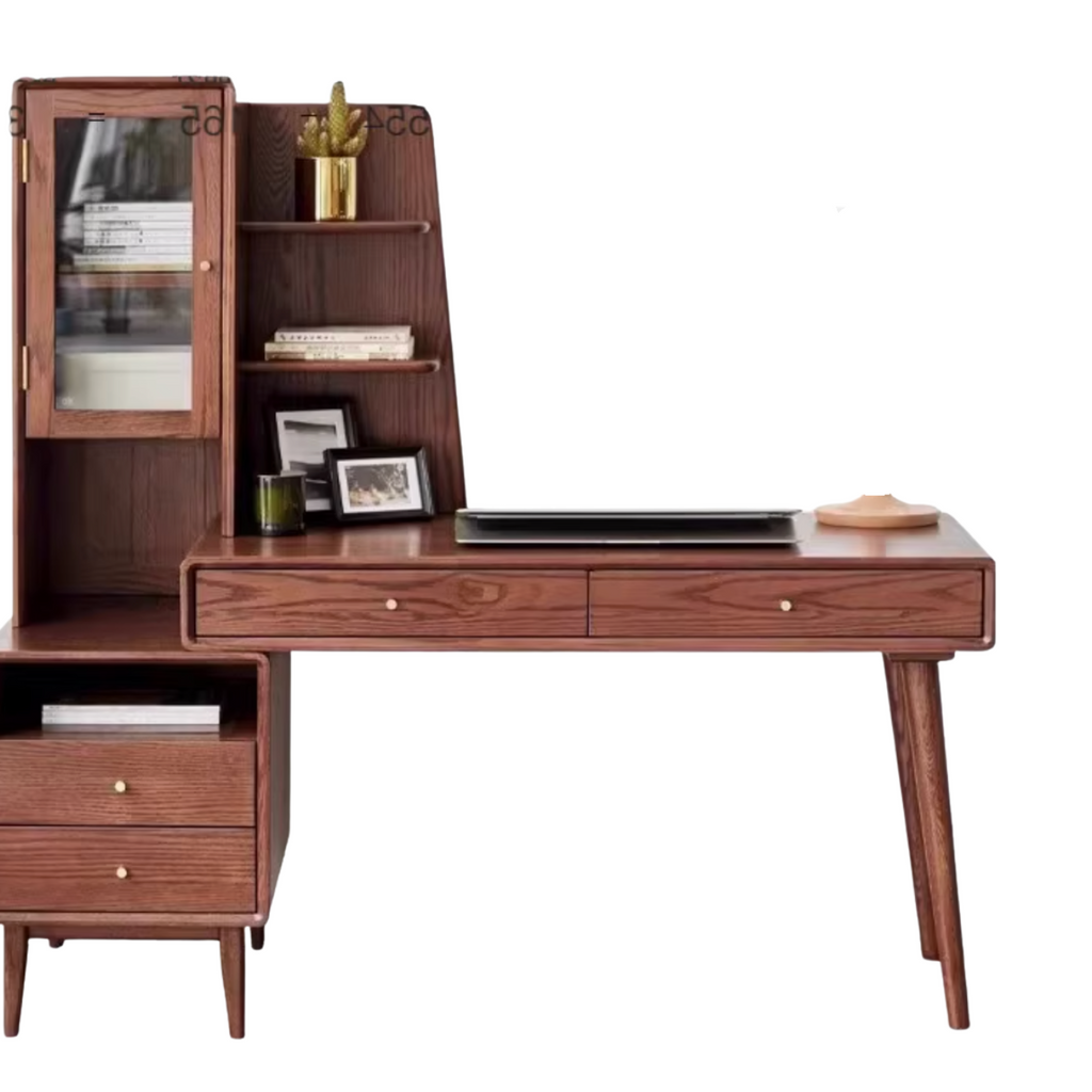 Oak Solid Wood Office Desk Combination