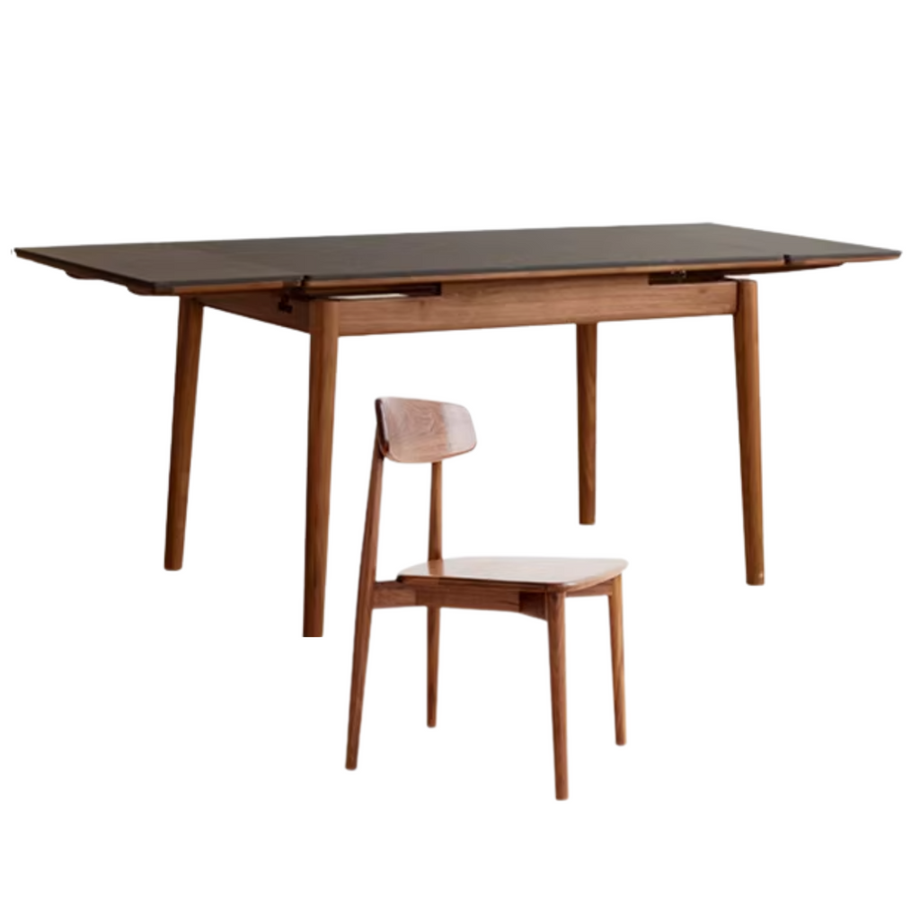 Black Walnut Solid Wood and Rock Plate Dining Table