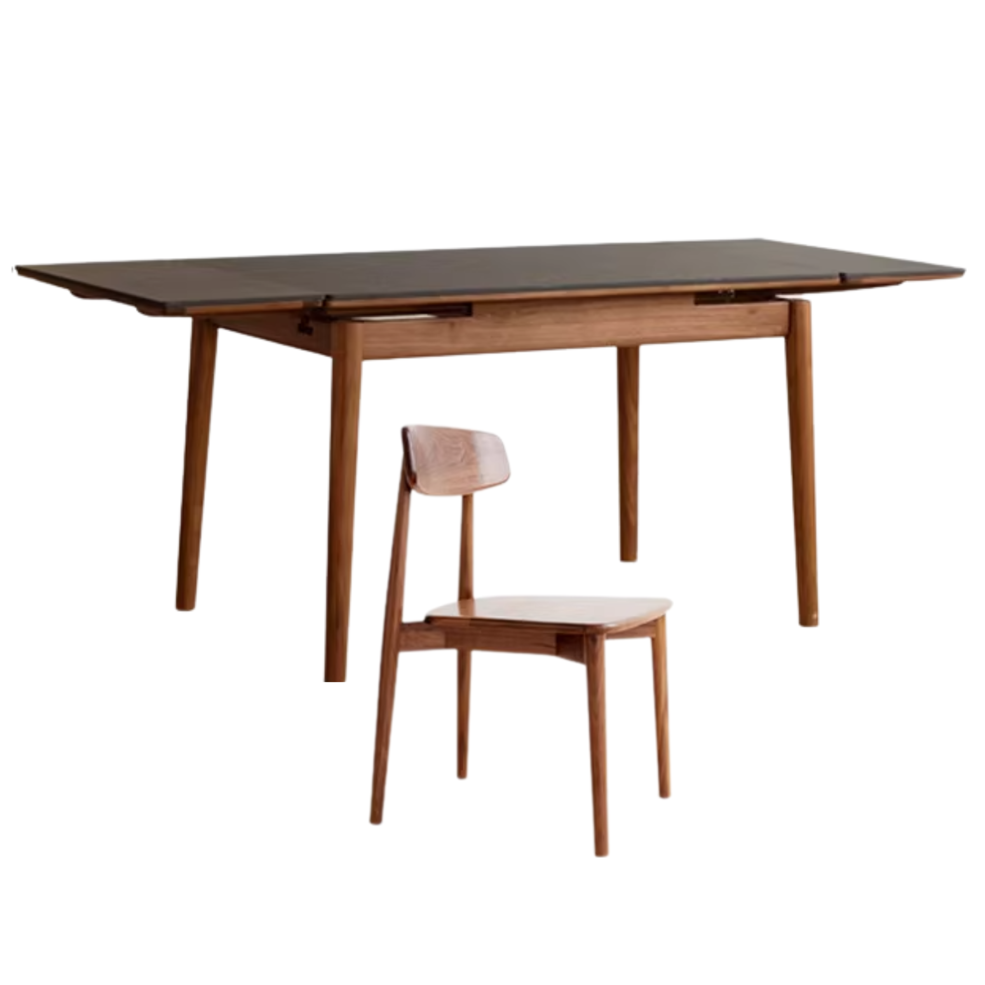Black Walnut Solid Wood and Rock Plate Dining Table