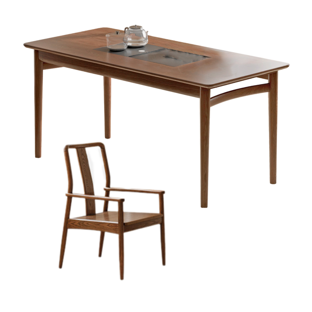 Ash Solid Wood Tea Table With Tea Tray