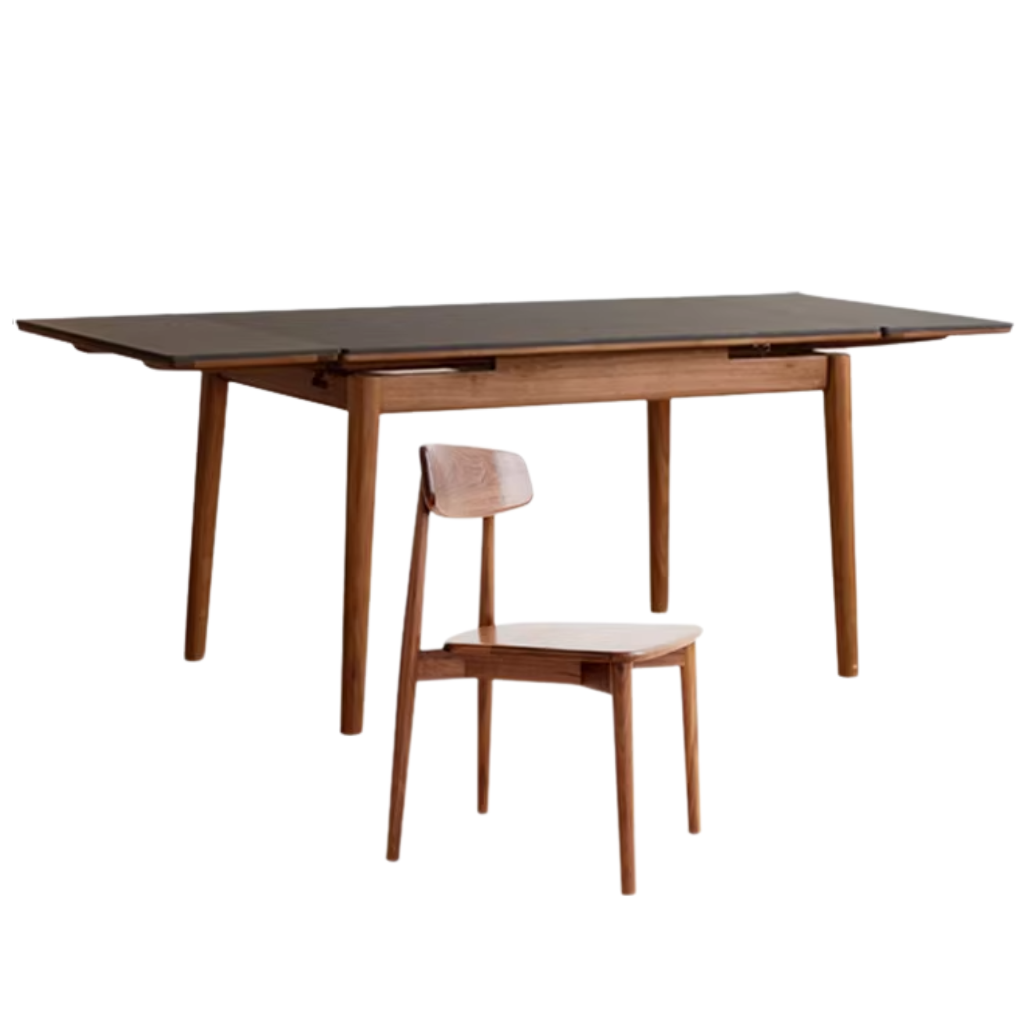 Black Walnut Solid Wood and Rock Plate Dining Table