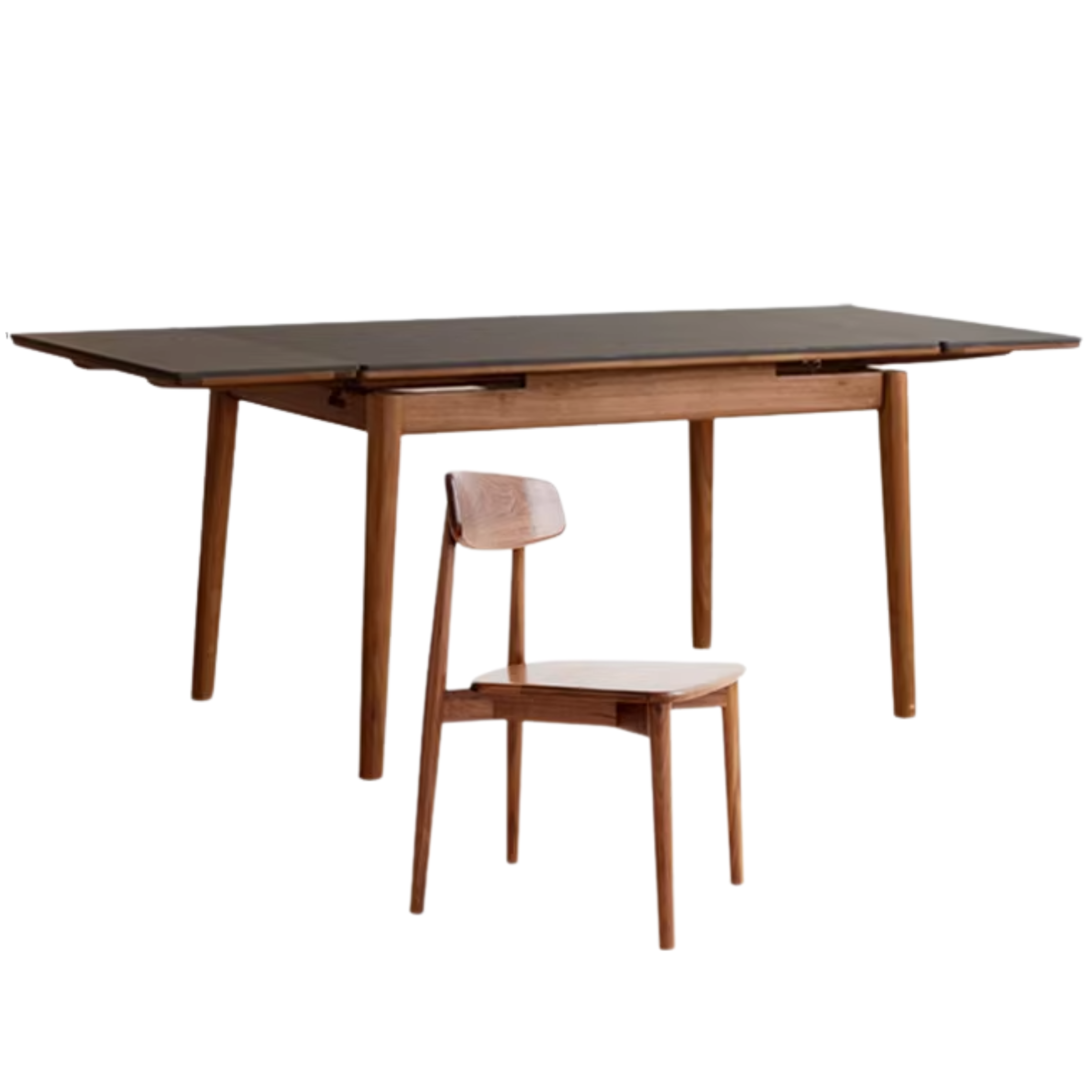 Black Walnut Solid Wood and Rock Plate Dining Table