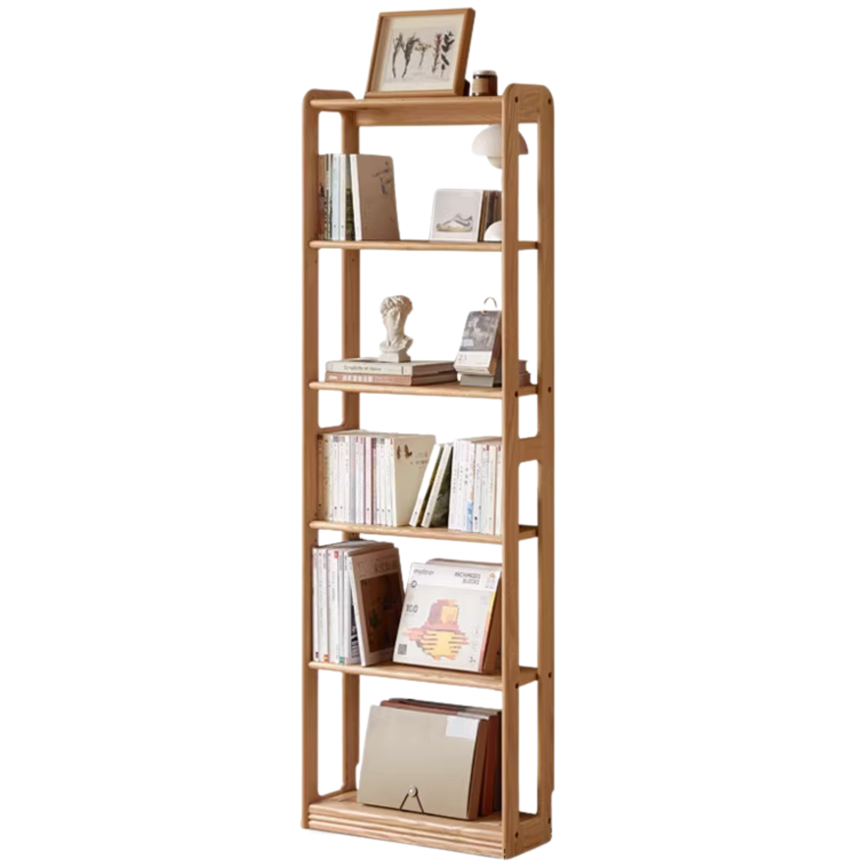 Oak Solid Wood Modern Ultra-Thin Bookshelf