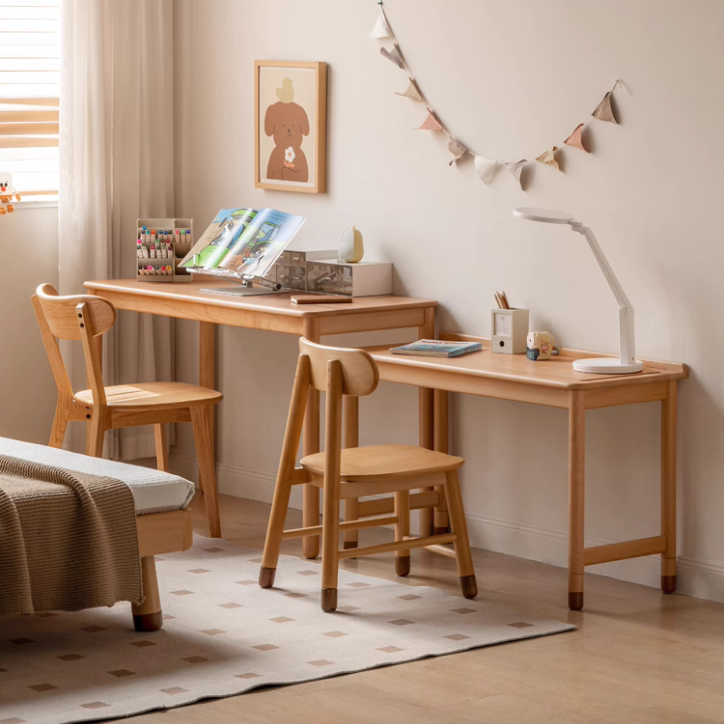 Beech Solid Wood Children's Learning Desk.