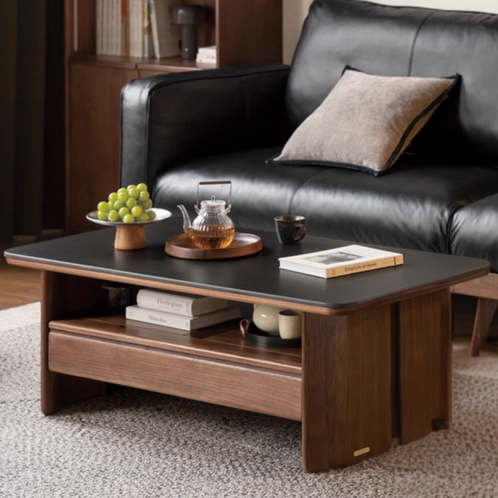 Black Walnut Solid Wood Rock Plate Coffee Table