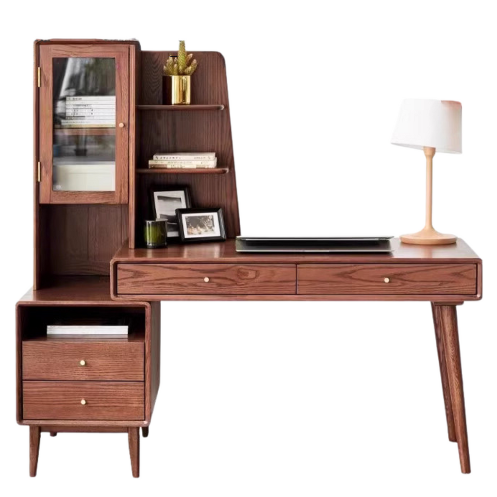 Oak Solid Wood Office Desk Combination