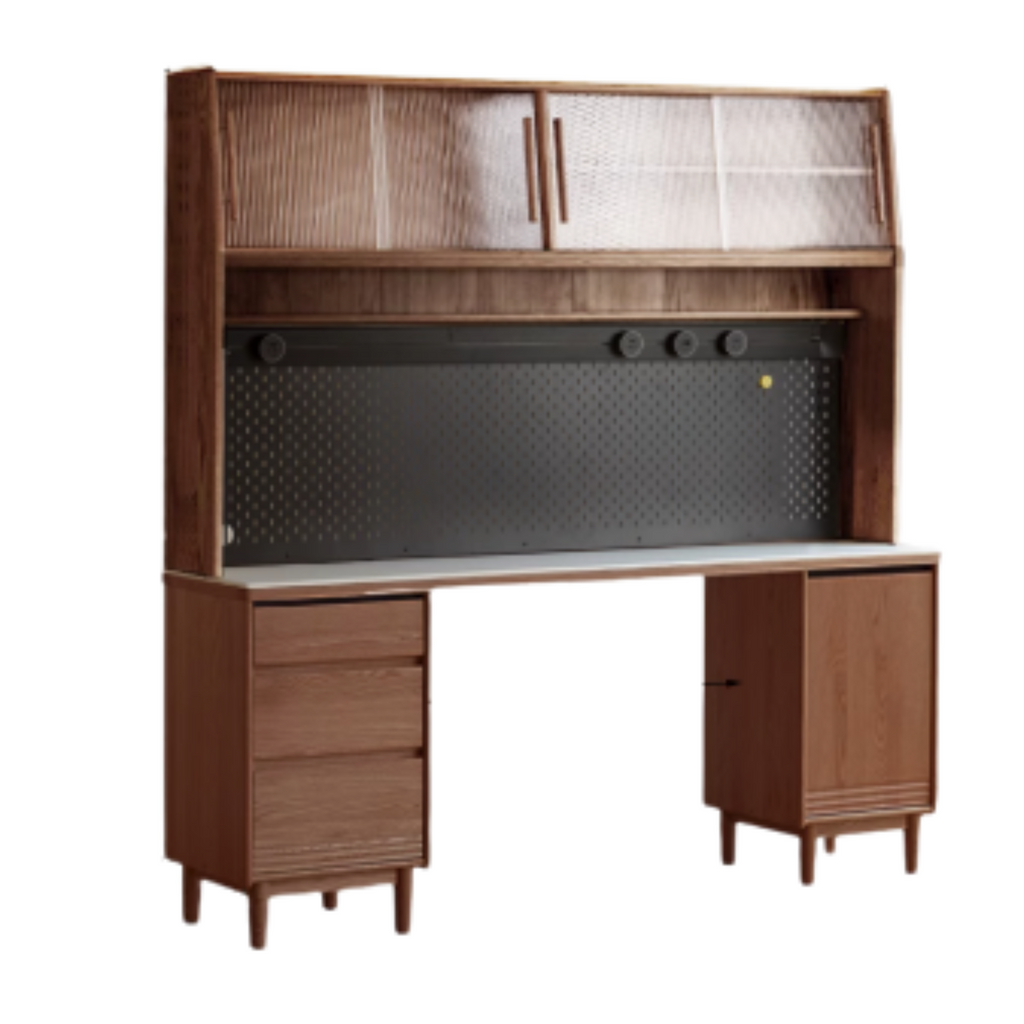 Black Walnut, Oak Solid Wood Light Luxury Style Rock Plate Storage Cabinet