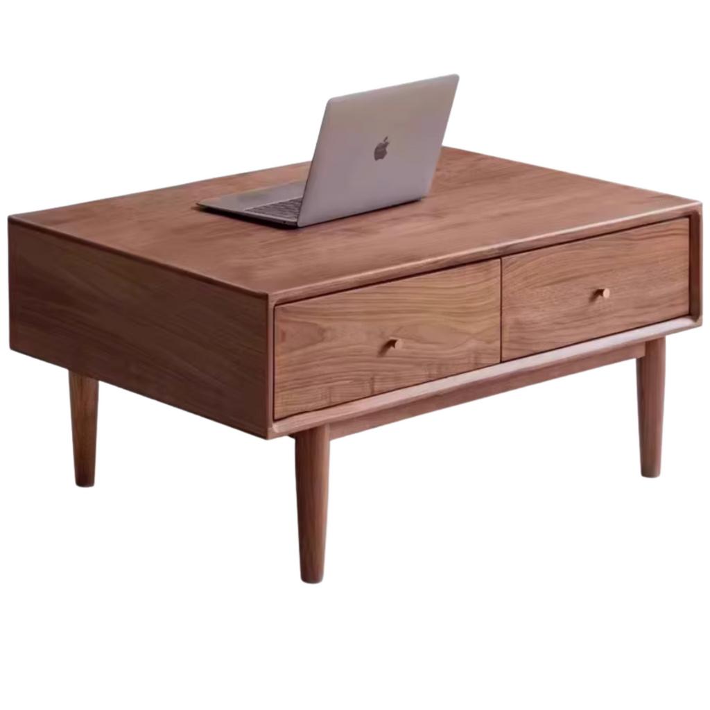 Golden Sandalwood, Black Walnut Solid Wood Rock Plate Tea Table