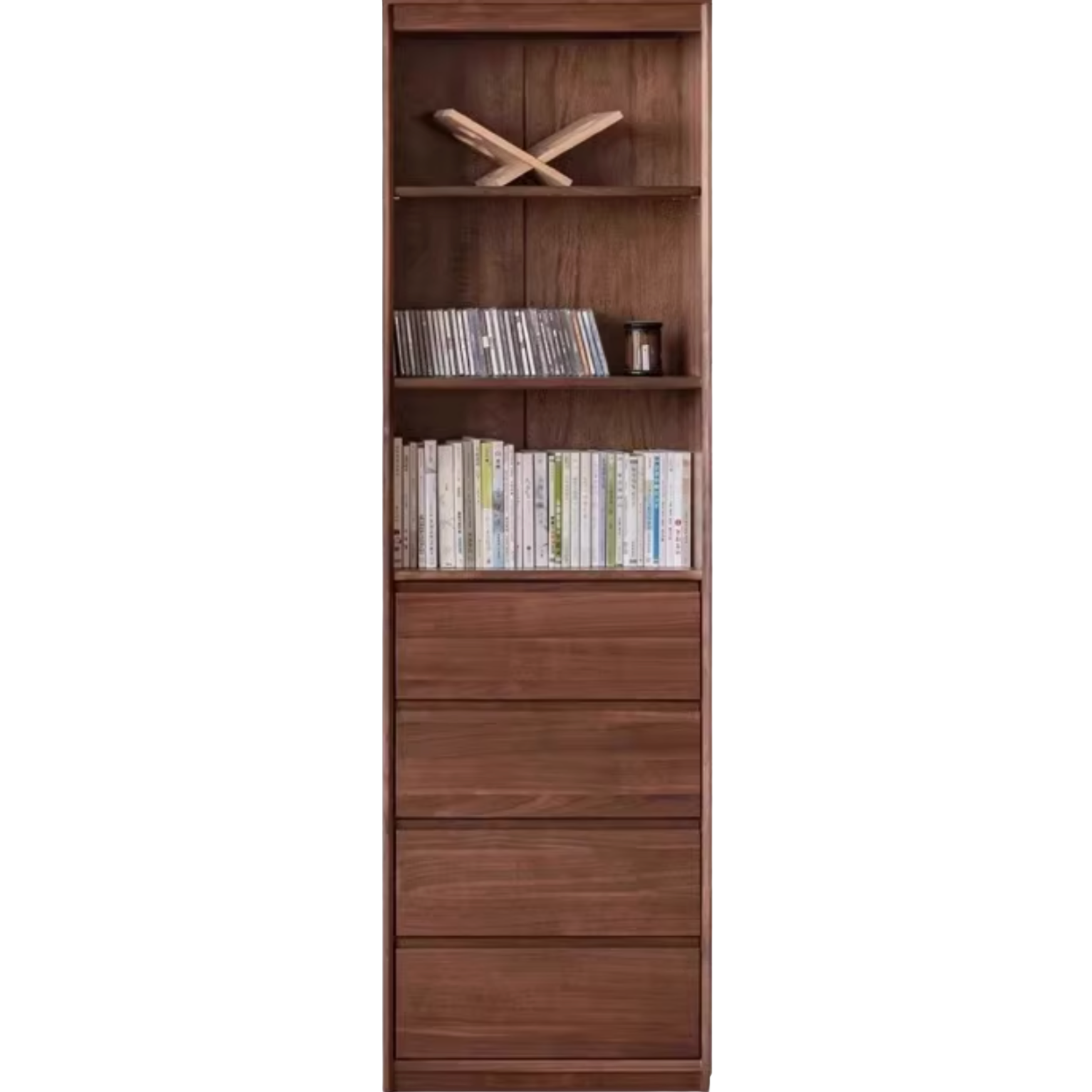 Black Walnut, Golden Sandalwood Solid Wood Bookshelf