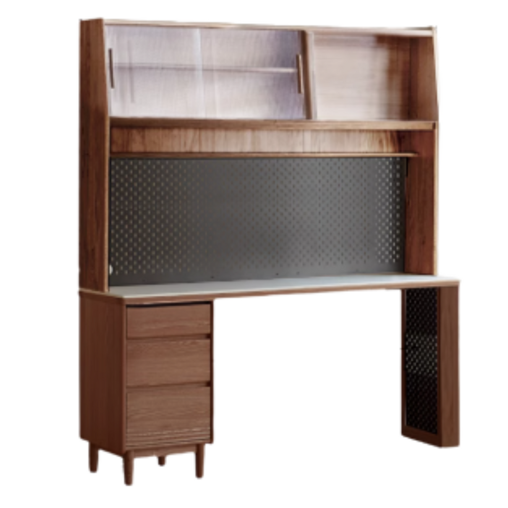 Black Walnut, Oak Solid Wood Light Luxury Style Rock Plate Storage Cabinet