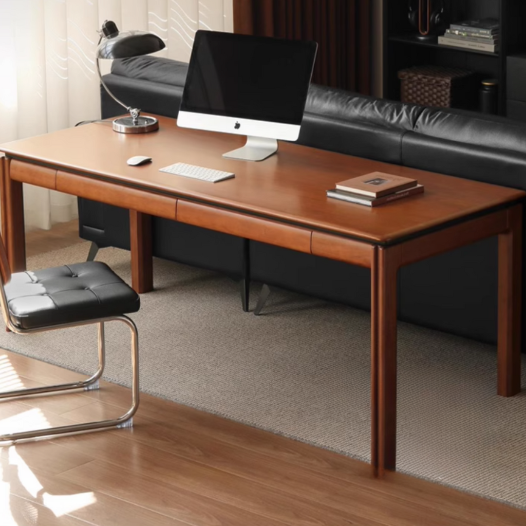 Poplar Solid Wood Antique Style Rectangular with Pull-out Workbench Office Desk