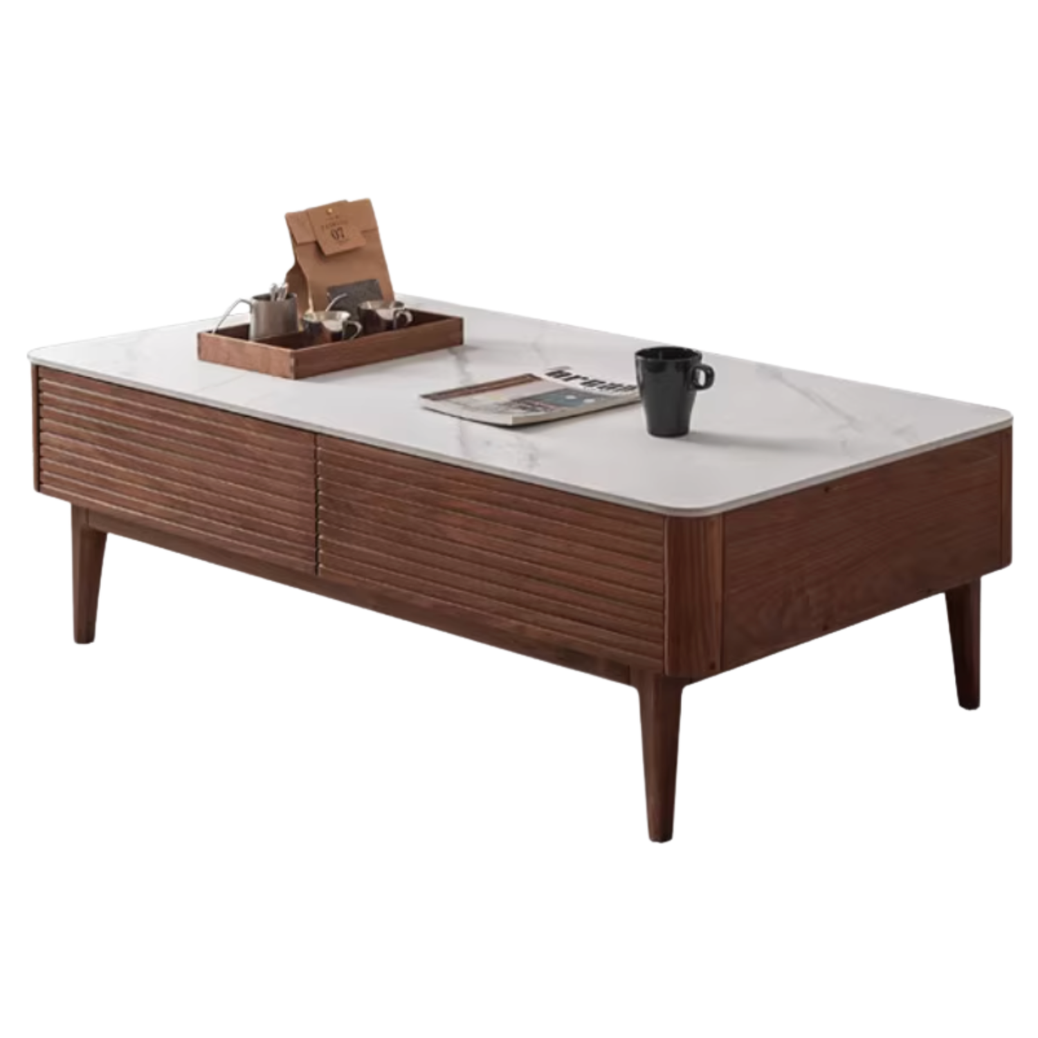 Sandalwood, Black Walnut Solid Wood Rock Plate Tea Table