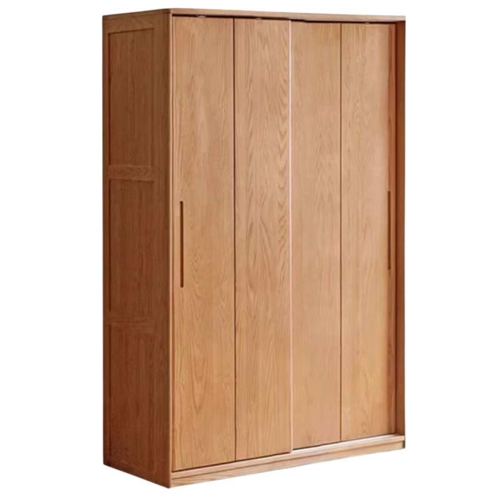Oak, Ash Solid Wood Wardrobe With Sliding Doors.