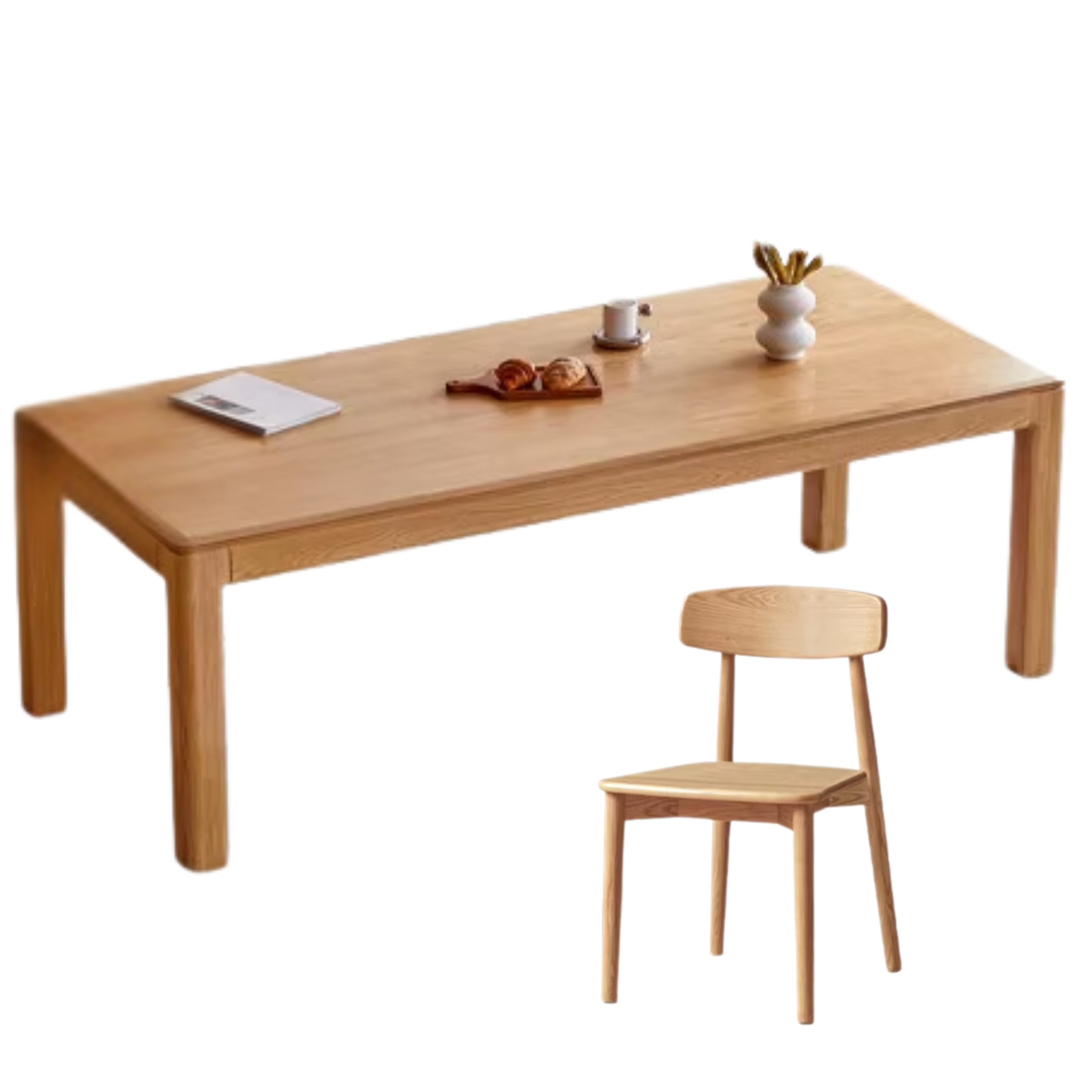 Ash, Oak Solid Wood Long Dining Table
