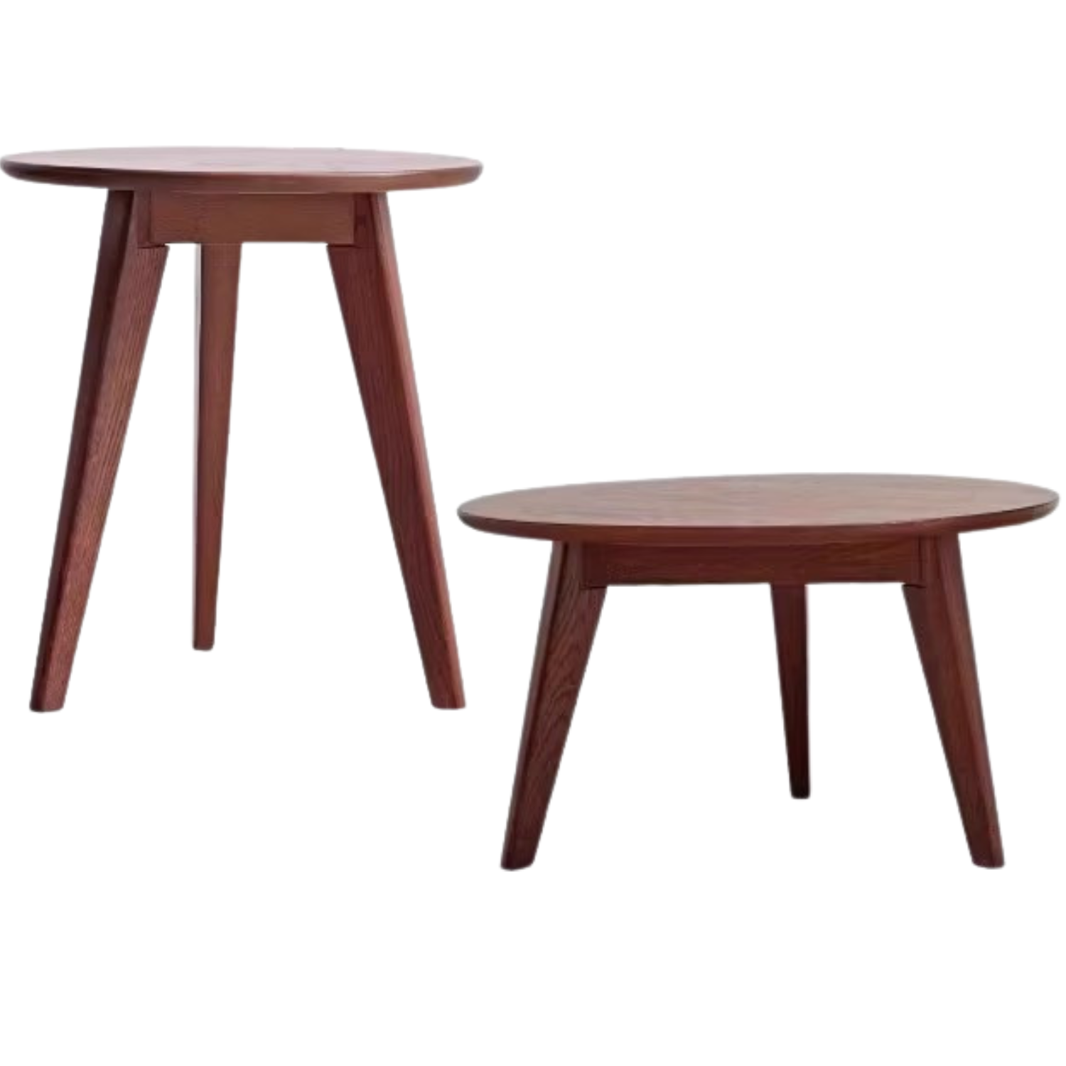 Oak, Solid Rubberwood Round Coffee Table Combination