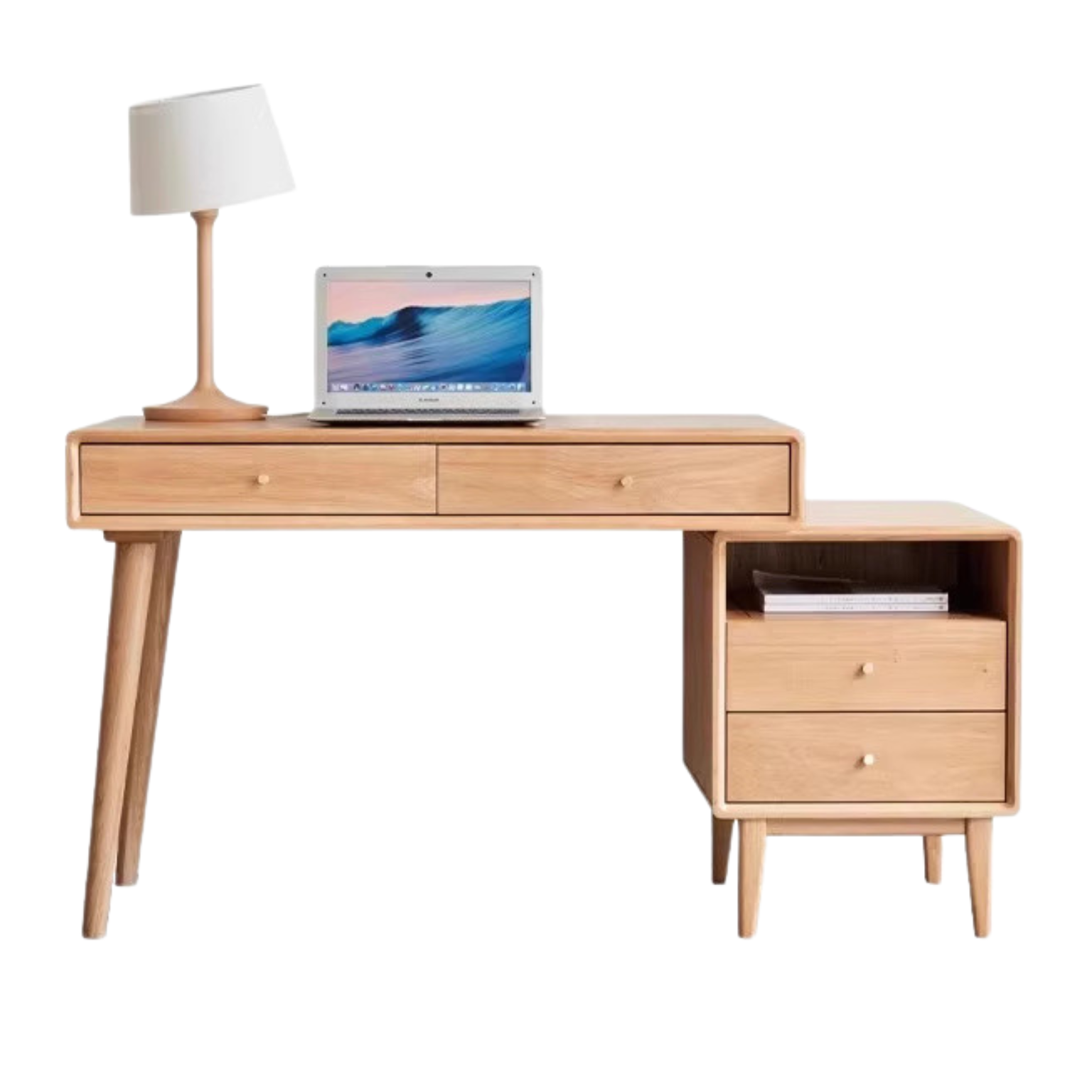 Oak Solid Wood Office Desk Combination