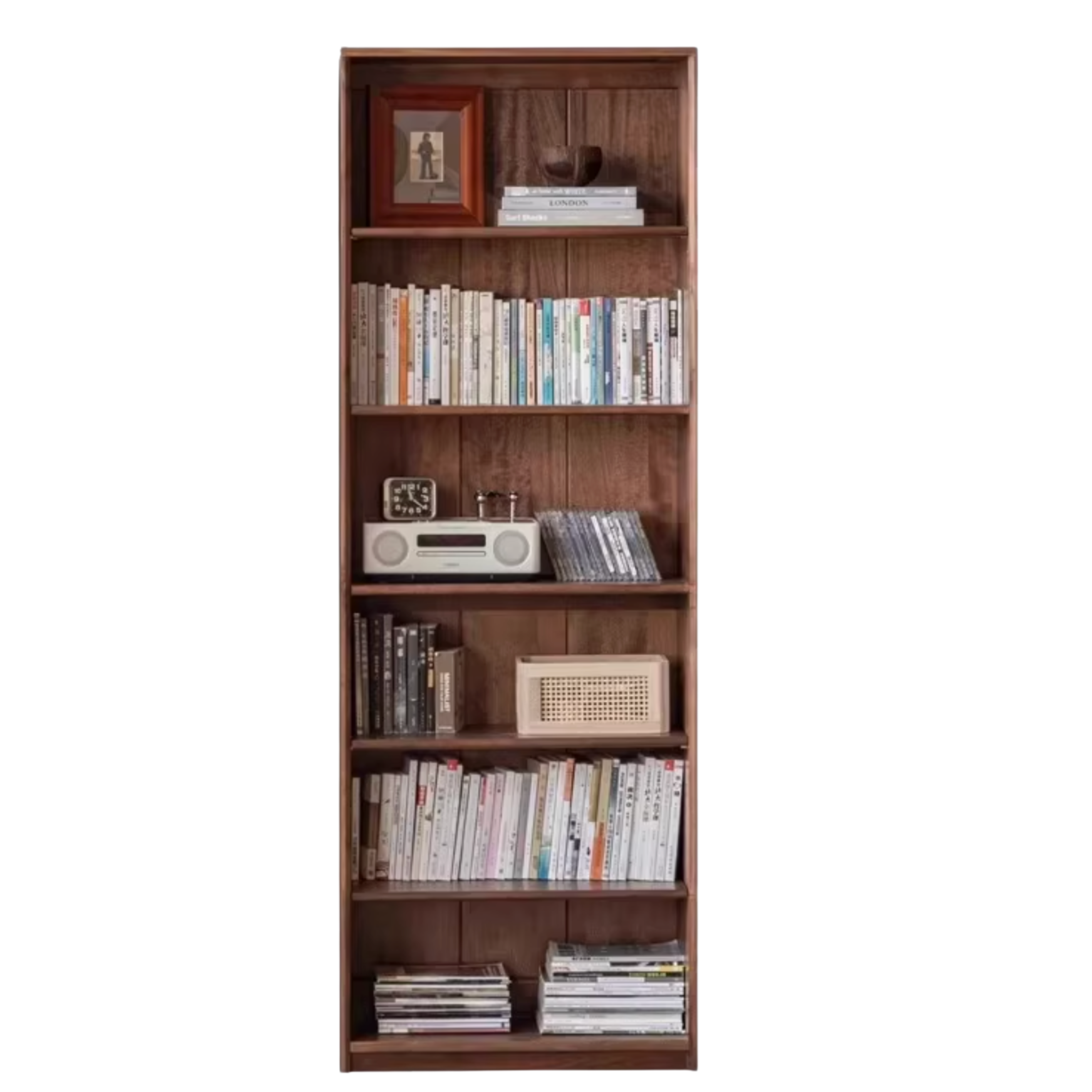 Black Walnut, Golden Sandalwood Solid Wood Bookshelf