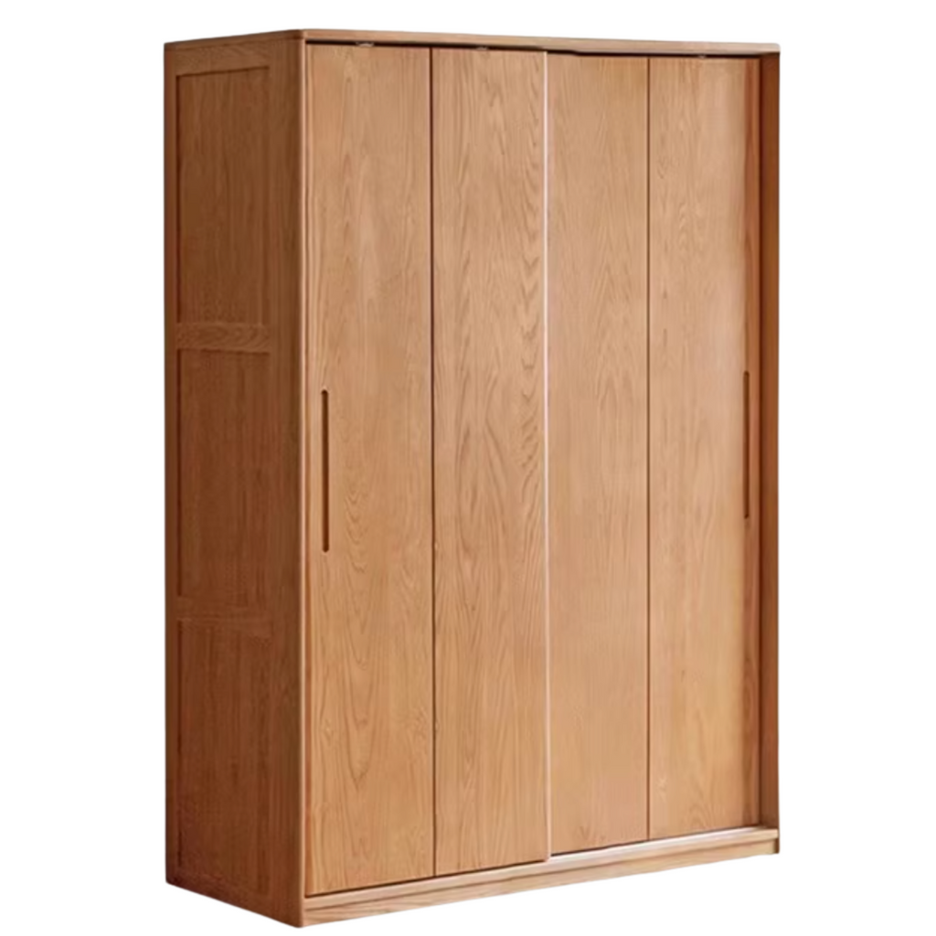 Oak, Ash Solid Wood Wardrobe With Sliding Doors.