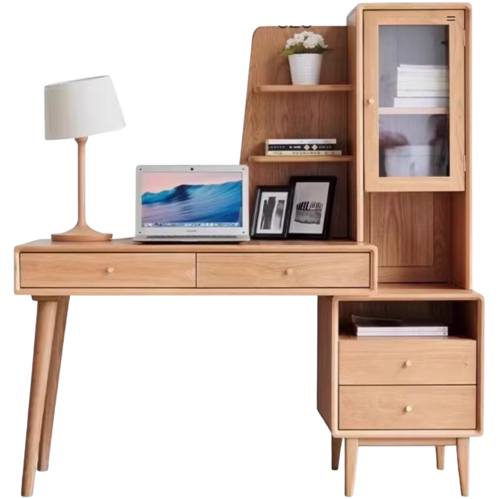 Oak Solid Wood Office Desk Combination