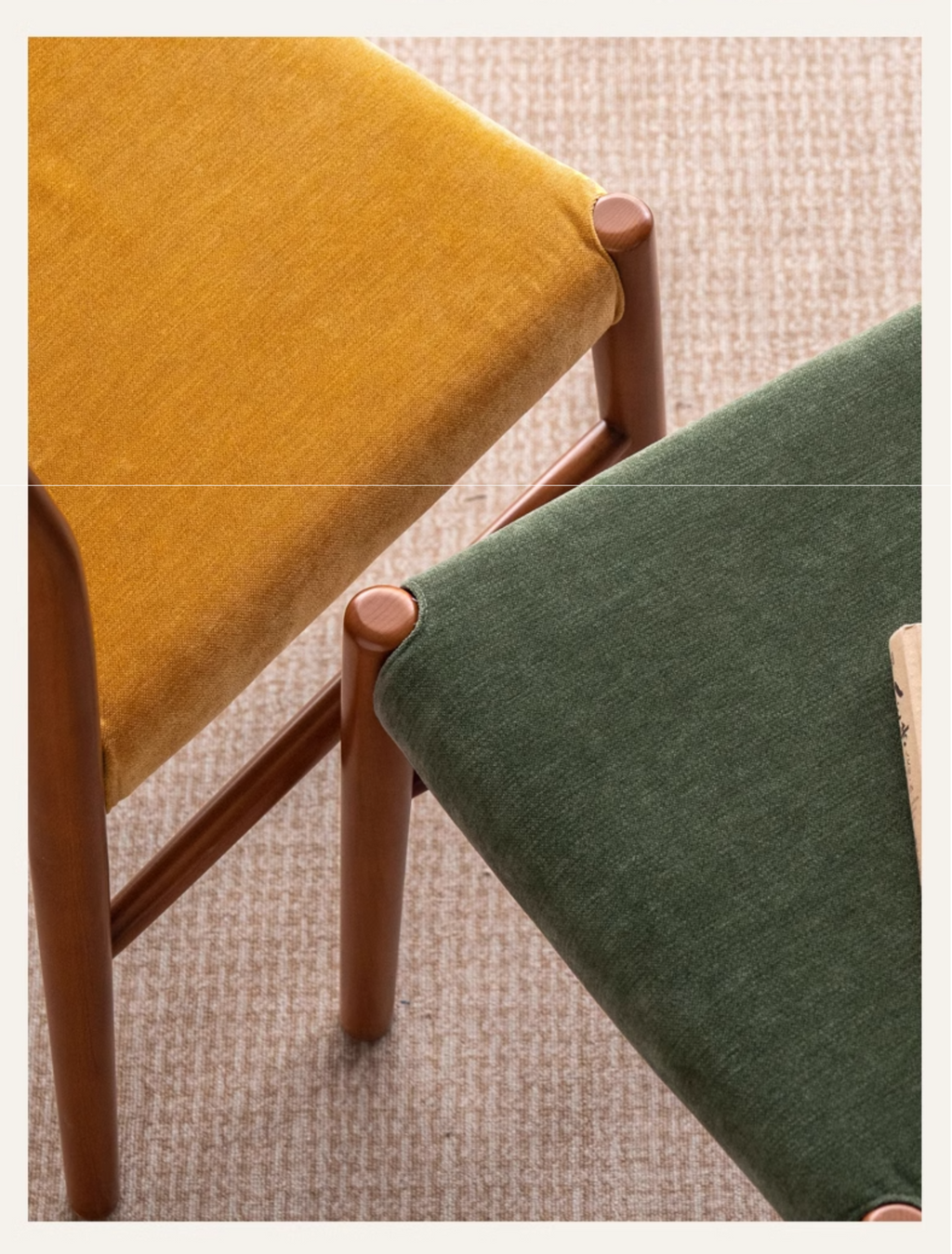 Set 4 pcs Beech Solid Wood Retro Style Dining Chair